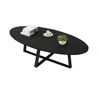 GArcan Table Basse Nordique en Bois Massif, Petit Appartement Ovale Canapé Table D'appoint Maison Salon Chambre Balcon Table De Négociation, Longueur 39,4", Noir
