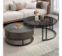 GArcan Table Basse pour Salon, Table gigogne Ronde Moderne avec Table de canapé de Rangement, Ensemble de 2, Gain de Place, Table Basse pour mobilier de Bureau de Salon (Taille : 23.6''+31.5'')