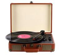GaRcan Tourne-Disque pour Tourne-Disque Vinyle, phonographe Bluetooth en Cuir, Haut-parleurs intégrés, Platine USB (Marron Taille Unique)