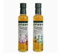 GARCÍA DE LA CRUZ - Huile d'olive vierge extra, coffret cadeau, huile aromatisée, basilic et ail, d'Espagne, Montes de Toledo, bouteilles en verre, lot de 2 - 250 ml