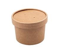García de Pou 25 Unités - Récipients plus Couvercles 240 ml - 8 oz 300 plus 18 Pe g/m2, Ø 9/7,5 x 6 cm Naturel Kraft