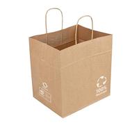 García de Pou 250 Unités - Sacs Sos Traiteur avec Anses 80 g/m2, 26+17 x 24 cm Naturel Kraft