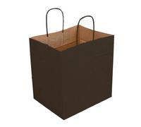 García de Pou 250 Unités - Sacs Sos Traiteur avec Anses 80 g/m2, 26+17 x 24 cm Noir Kraft