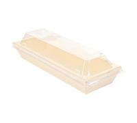 García de Pou 50 Unités - Combo Barquettes plus Couvercles Pet 19 x 7 x 3,5 cm Naturel Bois