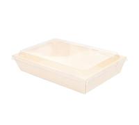 García de Pou 50 Unités - Combo Barquettes plus Couvercles Pet 21,5 x 14,5 x 4 cm Naturel Bois