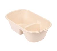 García de Pou 50 Unités - Lunch Boxes 2 Compart, Bionic 1000 ml 22 x 12,9 x 6,85 cm Naturel Bagasse