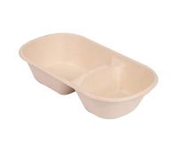 García de Pou 50 Unités - Lunch Boxes 2 Compart, Bionic 850 ml 23,5 x 13,1 x 4,6 cm Naturel Bagasse