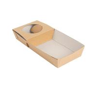 García de Pou 50 Unités - Plateaux Repas à Emporter 1 Verre+1 Compart, Thepack 280 g/m2, 25 x 12 x 4 cm Naturel Carton Ondulé Nano-Micro