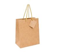 garcía de POU 801.56 Sacs Boutique Poignée Cordon, Naturel Kraft, 19 + 10 x 27 cm, Marron