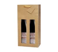 garcía de POU 804.59 Sacs porte bouteilles avec fenêtre, Naturel Kraft, 350 G/m2, 18 + 8.8 x 38 cm,
