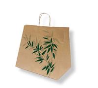 García de pou Sacs Cabas Avec Anses ''Traiteur'' - ''Feel Green'' 90 G/M2 32+21X28,5 Cm Naturel Kraft - 250 unités