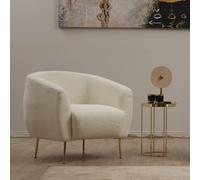 Fauteuil bouclettes rond crème GARCIA