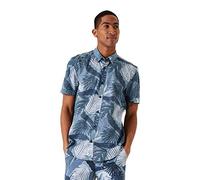 Garcia T- Shirt à Manches Courtes Chemise, Bleu Pierre, XXL Homme