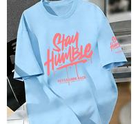 Garçon adolescent - T-shirt à manches courtes col rond imprimé "Low-Key Humble", top d'été, top décontracté et polyvalent à la mode pour garçon, gardez une humeur joyeuse tous les jours 6Y,7Y,8Y,9Y,10