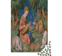 Garçon avec Harpe et Animaux Sauvages Peinture de la Fin du XVe siècle1000 Pièces, Puzzle Impossible pour Adultes, Cadeaux, pour Enfants38x26cm/1000pcs