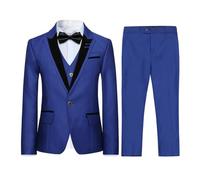 Garçon Costume 3 Pièces Classique Slim Fit Mariage Bal Tuxedo Veste Pantalon Et Gilet #8152 Bleu 4 Ans