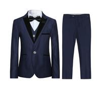 Garçon Costume 3 Pièces Classique Slim Fit Mariage Bal Tuxedo Veste Pantalon Et Gilet #8152 Marin 7 Ans
