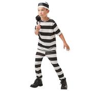 Garçon Fille Prisonnier Voleur Prisonnier Voleur Bill Livre Jour Déguisement Halloween Déguisement 3-10 an - Noir/Blanc, 10-12 Years