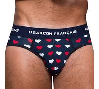 Cacatoès Slip Garçon Français Coton Cœurs Bleu marine