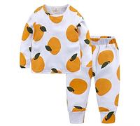 Garçon Fruits Imprimé Pyjama Ensemble Coton Enfants Vêtements de Nuit Fille Casual Top Pantalon Enfant Manches Longues Vêtements pour 1-8 Année - Orange - XL