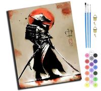 Garçon japonais en armure, homme samouraï,Art Peinture Par Numéros Pour Adulte,DIY Peinture Acrylique Pour Enfants Débutants Facile Sur Toile (40×50 cm) Couleur avec peintures et Pinceaux,Avec Cadre