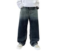 Garçon Jeans La Mode Lâche Enfant Pantalon Baggy Printemps Ado Loisirs Automne Jambes Larges Sport Classique Ceinture Élastique Cylindre Droit Solide 5-14 Ans
