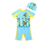 Garçon Maillot de Bain 1 Pièce Swimsuit Séchage Rapide Combinaison Flottante à Flottabilité Réglable à Manches Courtes Flottante D'entraînement de Natation 4-8 Ans