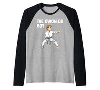 Garçon Pratiquant Le Taekwondo Arts Martiaux Combattant De Manche Raglan
