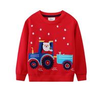 Garçon Pull Sweatshirt Vêtements pour Garçons Enfants Sportswear Bonhomme de Neige en Coton Jumper Pullover T Shirt Manches Longues Col Rond Rouge Atomne Hiver Taille 6-7 Ans 7T Noël Cadeaux