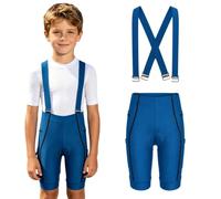 Garçon Shorts De Cyclisme avec Bretelles Short Running Enfant Sport | Blocs De Couleur,Séchage Rapide,Bordures Antidérapantes Chevilles,Respirant,Bretelle En Croix Au Dos,Bretelles Extensibles