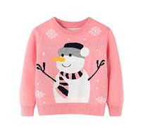 Garçon Sweat-shirt Enfant Garçon Noël Dessin animé Bonhomme de Neige Imprimés Pull à manches longues Pull chaud en tricot Hauts Sac à dos de sport Homme Petit, Rose, 6-7 ans