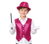 Garçon Tenue Magicien Enfant Costume pour 5 Pièces Magique Chanteuse | Paillettes Scintillantes,Ensembles 5 Pièces,Chemise À Boutons,Noël,Gymnastique Danse,Festivals,Réunions De Famille,Jeu Rôle