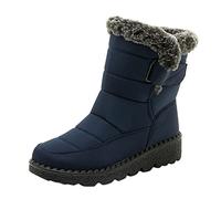 Garçons 37 Court Velours Plat Neige Chaude Bottes d'hiver Eau Femmes Bottines à Bouton, b bleu, 40 EU