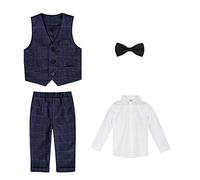 Garçons 4/5/6 Pièces Formel Gentilhomme Vetement Smokings sans Queue Garçon Classique Ensemble de Costume Double Boutonnage Blazer et Pantalon Mariage Soirée Bal Baptême Cérémonie Costume 3-4 Ans