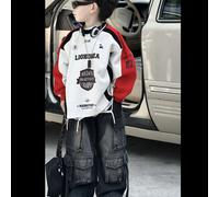 Garçons automne Patchwork pur coton pull rétro Multi poche jean ensemble 2025 nouvel étudiant bébé mode coréenne 2 pièces ensemble tenues top