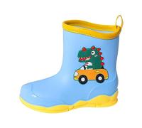 Garçons Blanc Confortable Bottines Enfants dessin animé dinosaure imprimé chaussures de pluie chaussures bottes de glissement en plein antidérapant pluie PVC Garçons Argent (Blue, 28 Little Child)