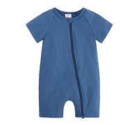 Garçons Bodys 68 Bébé Été Garçon Fille Sans Manches Couleur Unie Barboteuse Confortable à Porter À La Maison Tenues Avec Fermeture Éclair Vêtements Bébé, bleu, 0-3 mois