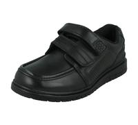 Garçons Double Bandoulière Cuir Noir École Chaussures N1R151