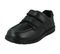 Garçons Double Bandoulière Cuir Noir École Chaussures N1R152