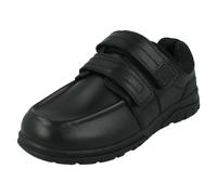 Garçons Double Bandoulière Cuir Noir École Chaussures N1R153