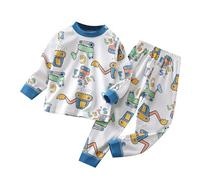 Garçons Ensembles de Pyjama Ensemble Deux pièces Pyjamas pour Enfants Garçon Manches Longues Coton en Doux T Shirt Tops et Pjs Shorts Peints La Main Filles