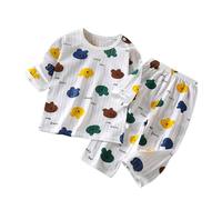 Garçons Ensembles de Pyjama Hiver décontracté imprimé, Revers boutonné Dessin Haut Pantalon Mignon Tenue Respirant pour Jouer et Porter - Cadeau vêtements de Nuit d'hiver Chauds