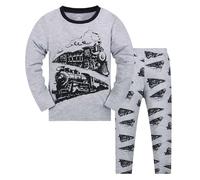 Garçons Ensembles de Pyjama Solides Manches Longues Tenues Doux Confortable Vêtements Détente Unisexe et Haut Col Rond Pantalon Mignonne Dinosaure Tracteur Ensemble Nuit
