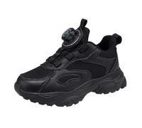 Garçons Et Filles Printemps Été Et Automne Maille Respirant Boucle Rotative Lacets Réglables Chaussures De Sport Décontracté Enfant Nous, Noir , 28 EU