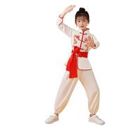 Garçons Filles Costume Chinois Entraînement Uniformes Arts Traditionnels Wing Chun Tenues Halloween Costume Enfants 86, Blanc., 7-8 ans