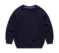 Garçons Filles Couleur Unie Sweat-shirt pour Bébé Manches Longues Col Rond Chemisier T-shirt Bébé Polaire Pull Automne Chaud Sweatshirt Décontracté Poignets côtelés Streetwear, Marine, 3-4 ans