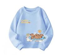 Garçons Filles Dessin animé Capybara Sweat-Shirt, vêtements Polyvalents pour Enfants Pull décontracté col Rond Nouveaux Hauts,Bleu,130cm