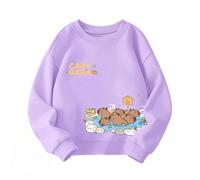 Garçons Filles Dessin animé Capybara Sweat-Shirt, vêtements Polyvalents pour Enfants Pull décontracté col Rond Nouveaux Hauts,Violet,150cm