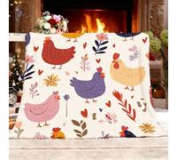 Garçons Filles Plaids Polaire 180x200 cm Imprimé de Poulet de Dessin Animé Moelleuse Couverture Plaid pour Canapé et Lit, Coloré Décorative Couverture Lit 2 Personnes en Flanelle Douce et Chaude