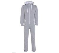 Garçons Filles Unisexe Plaine Onesie capuche tout dans une combinaison des tailles 7 à 14 ans noir & gris (15-16, Gris Argent)